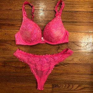 Hot Pink Lace Lingerie Victoria’s Secret